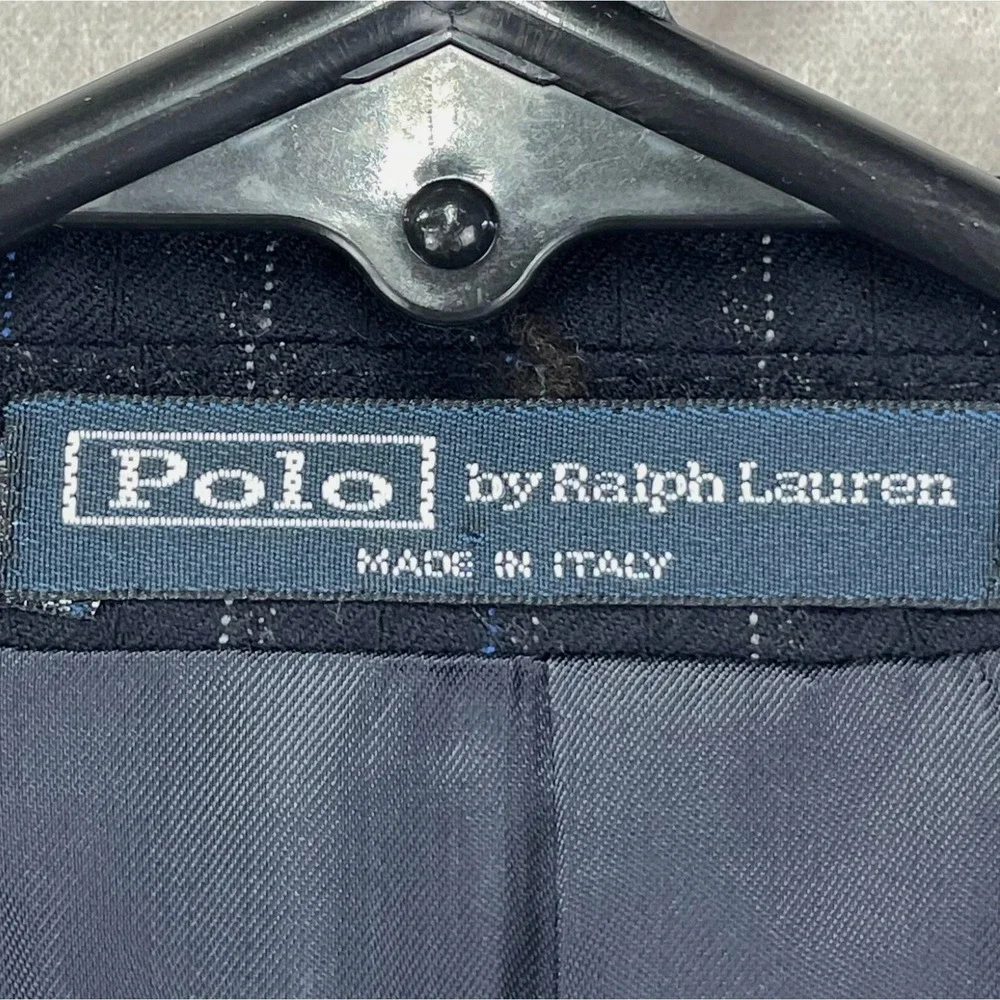 Polo Ralph Lauren Blazer Mens 42L‎ Navy Wool Pinstripe 90s 3-Button Italy $1255